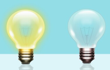 Classic light bulb. Turn on and turn off of light bulb, innovation, save energy