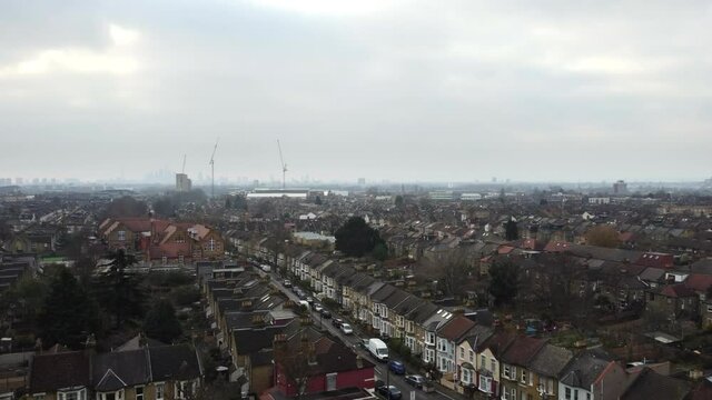 Aerial view of residential housing estate in Leyton, East London
