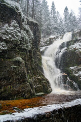 Frozen waterfall Kamienczyka in Giant Mountains