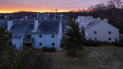 Drone Sunrise in Plainsboro Cranbury Princeton