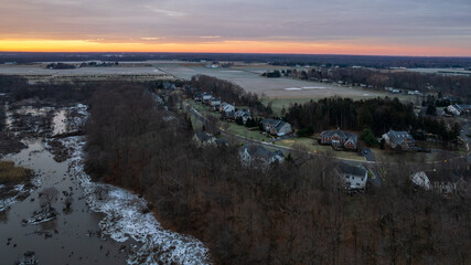 Drone Sunrise in Plainsboro Cranbury Princeton