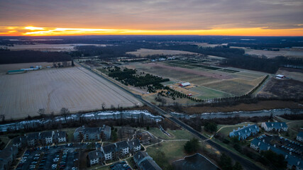 Drone Sunrise in Plainsboro Cranbury Princeton