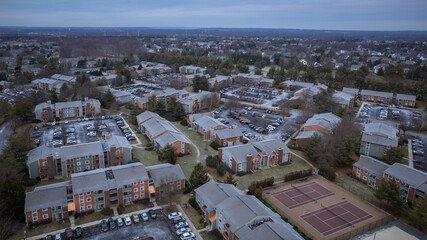 Fototapeta premium Drone Sunrise in Plainsboro Cranbury Princeton