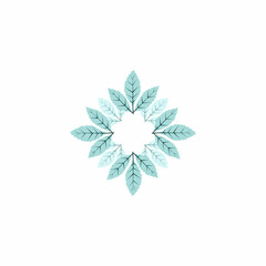 Circular leaf logo. Shaped like snow, light green color