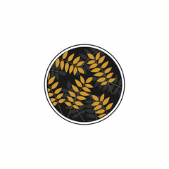 Wild plant logo. logo with gold and black color circular decoration