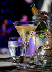 Martini glass at jazz club