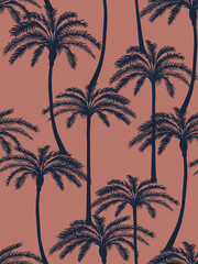 Palm tree in earthy colors pattern. Vector seamless pattern