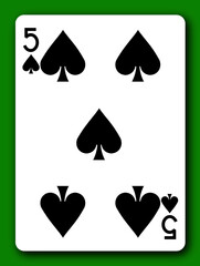 5 Five of Spades playing card with clipping path 3d illustration