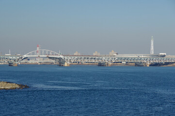 若洲海浜公園から見る荒川の鉄橋