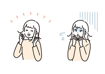 喜ぶ女性と驚く女性のイメージイラスト素材セット