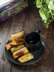 Chocolate banana cake, banana covered with chocolate and flour