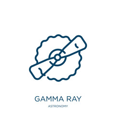 gamma ray icon from astronomy collection. Thin linear gamma ray, gamma, radiation outline icon isolated on white background. Line vector gamma ray sign, symbol for web and mobile - obrazy, fototapety, plakaty