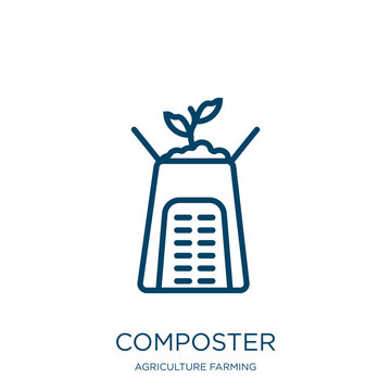 composter icon from agriculture farming and gardening collection. Thin linear composter, organic, nature outline icon isolated on white background. Line vector composter sign, symbol for web and