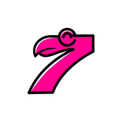 Number 7 flamingo logo