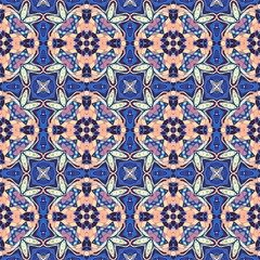 Seamless ornamental decorative pattern. Mosaic art texture.