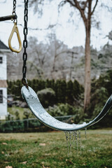 Frozen swing with icicles