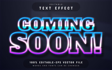 Coming soon neon style text effect