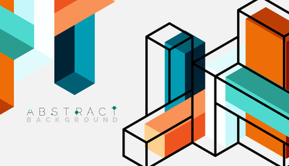 Fototapeta premium Abstract background. 3d cubes, cubic elements and blocks. Techno or business concept for wallpaper, banner, background, landing page