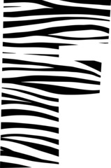 Simple Alphabet F with zebra pattern icon.