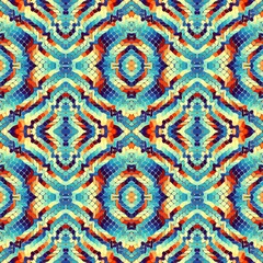 Abstract pattern. Square ornamental regular background. Seamless pattern. Vintage mosaic art pattern.