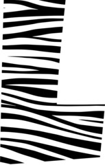 Simple Alphabet L with zebra pattern icon.