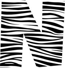 Simple Alphabet N with zebra pattern icon.