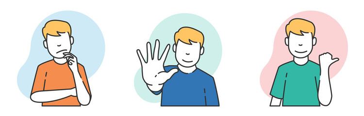 people gesture illustration set with modern style