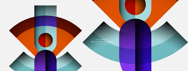 Trendy shapes, color minimal design composition, lines and shadows for wallpaper banner background or landing page