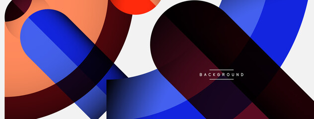 Fototapeta premium Geometric abstract background. Round shapes, circles, lines composition for wallpaper banner background or landing page
