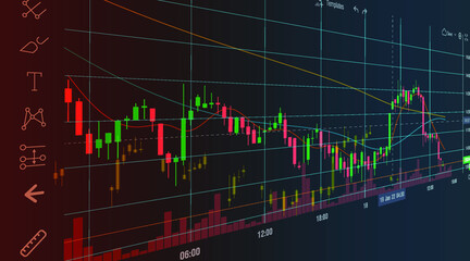 vector illustration graph of puppet play Detailed bar graph showing the ups and downs of robots and bitcoins for publications, teaching materials.
