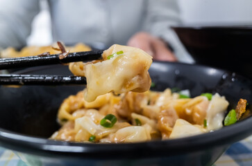 taiwanese special snack of spicy wontons