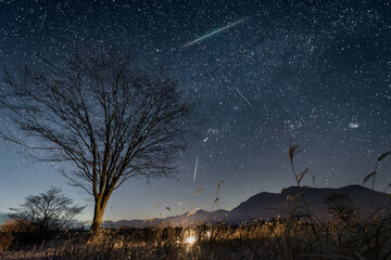 ふたご座流星群　朝霧高原にて