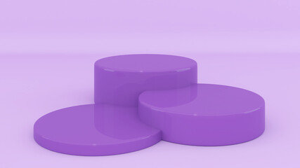 Purple circle stand on a purple background,mock up podium for product presentation,3D rendering