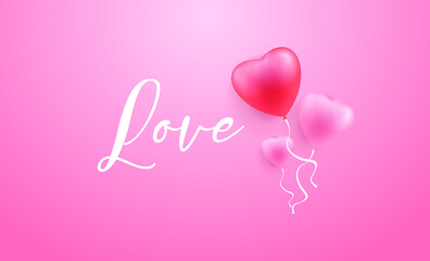 background 3d heart flying on pink background. Vector symbols of love for Happy Women's, Mother's, Valentine's Day, birthday greeting card design.