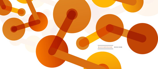 Line points connections geometric abstract background. Circles connected by lines. Trendy techno business template for wallpaper, banner, background or landing