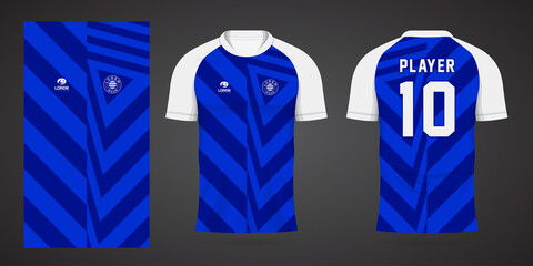 blue sports shirt jersey design template