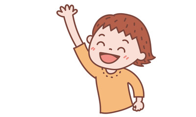 手を振る女の子