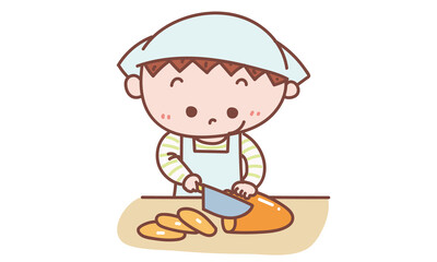 包丁でトントンする子ども