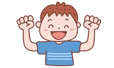 ガッツポーズの男の子