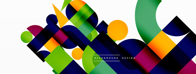 Obraz premium Minimal geometric abstract background. Circle square and triangle design. Trendy techno business template for wallpaper, banner, background or landing