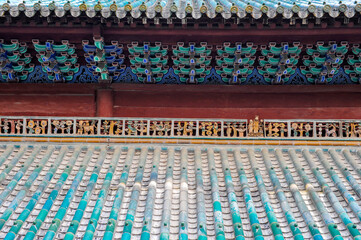 Ancient Chinese Architecture: Close-up of Temple Architecture in Wudang Mountain