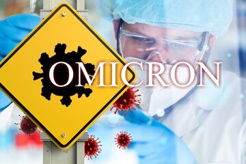 Omicron Covid-19 variant Coronavirus. Omicron coronavirus variant. Mutated coronavirus. New strain...