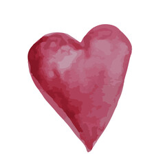 Modern red heart in watercolor. Symbol of love.