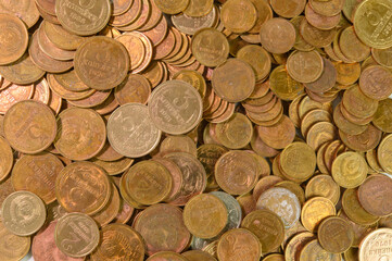 Copper coins of various denominations issued in the Soviet Union