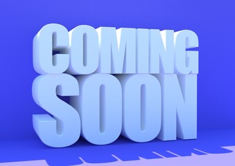3D Coming Soon text on white background