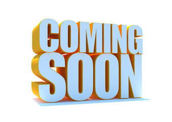 3D Coming Soon text on white background