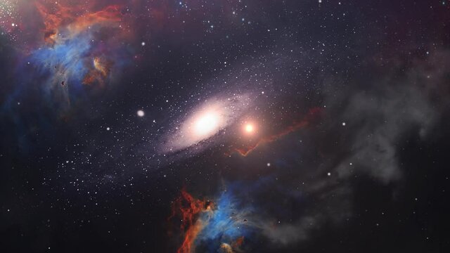 great universe with galaxies and nebula clouds