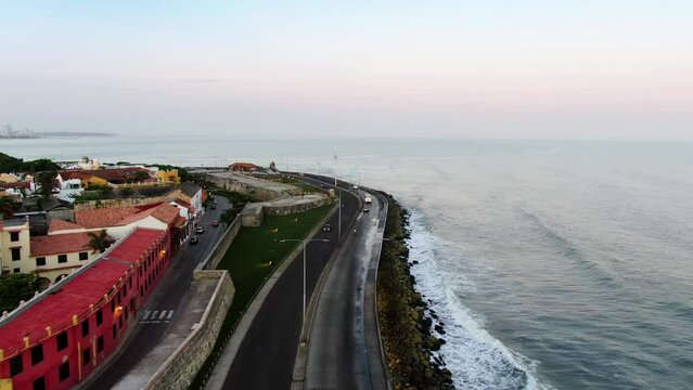 Cartagena old quarter, Cartagena de Indias, Bolivar, Colombia; aerial