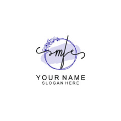 Initial MF beauty monogram and elegant logo design  handwriting logo of initial signature