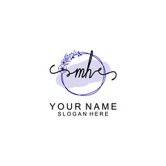 Initial MH beauty monogram and elegant logo design  handwriting logo of initial signature